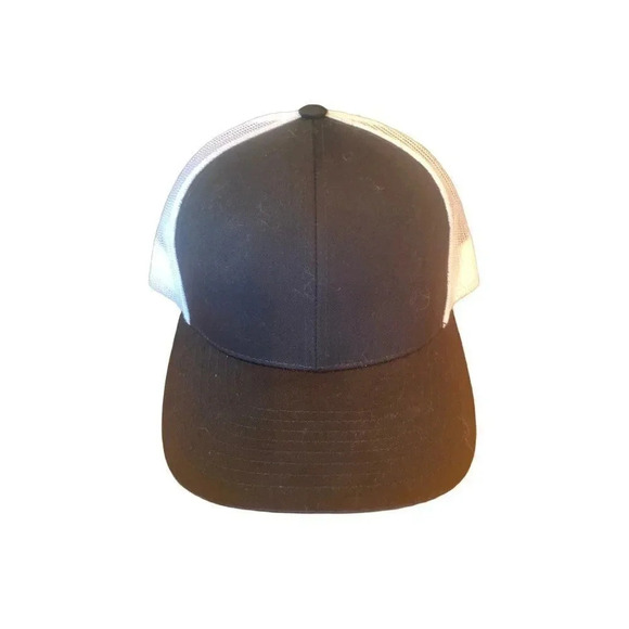 PACIFIC Headwear Blank 104C Mesh Snapback Adjustable Trucker Hat Black White - Picture 1 of 6